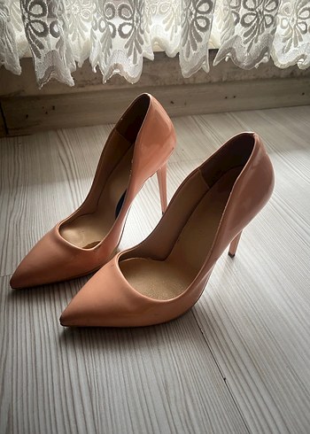 Bej Deri İnce Topuklu Kadın Stiletto - Görsel 2