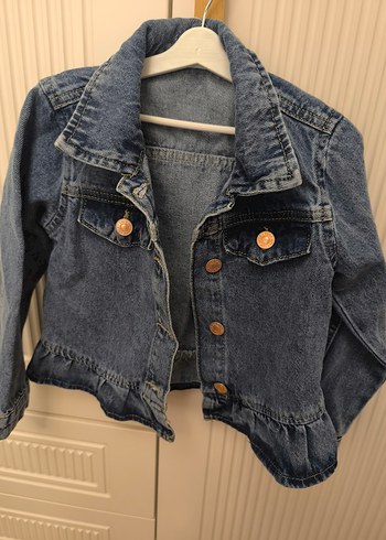 Kız Çocuk Denim Düğmeli Ceket - Görsel 3