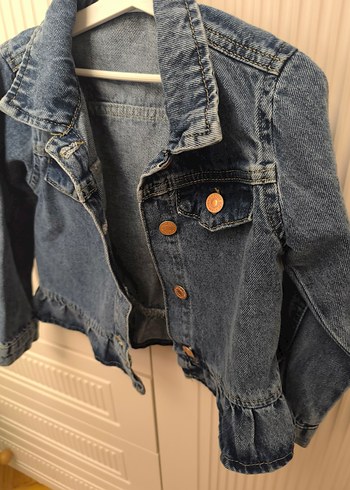 Kız Çocuk Denim Düğmeli Ceket - Görsel 2