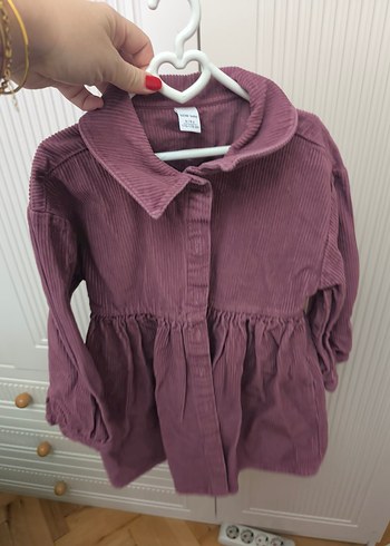 Mor Düğmeli Kız Elbisesi - Görsel 3