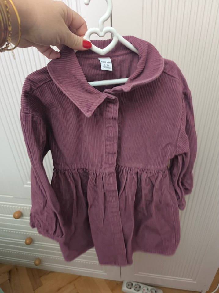 Mor Düğmeli Kız Elbisesi - Görsel 3