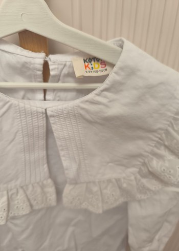 Kız Çocuk Beyaz Fırfırlı Pamuklu Bluz - Görsel 2