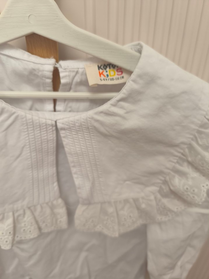 Kız Çocuk Beyaz Fırfırlı Pamuklu Bluz - Görsel 2