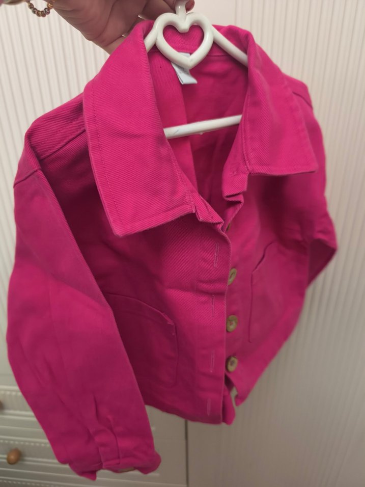 Düğmeli Pembe Kız Çocuk Ceket - Görsel 3