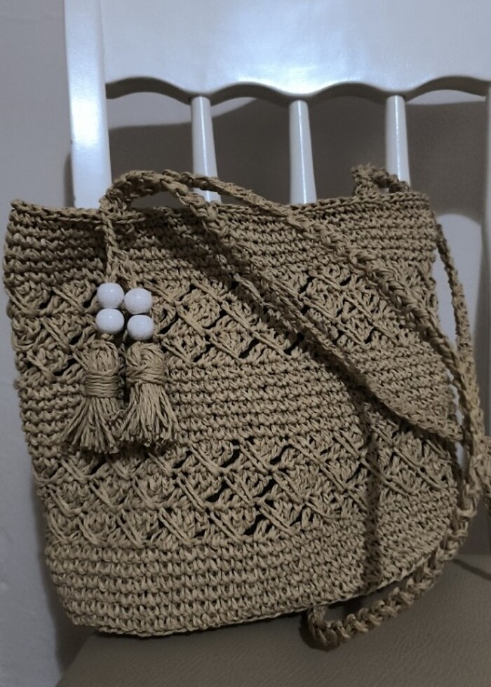 Hasır örgü çanta  - Görsel 2