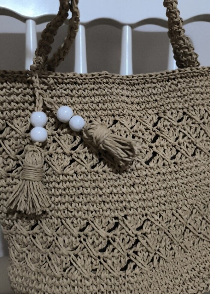 Hasır örgü çanta  - Görsel 3
