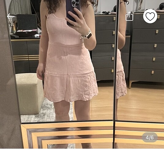 l Beden ten rengi Renk H&M askılı mini elbise