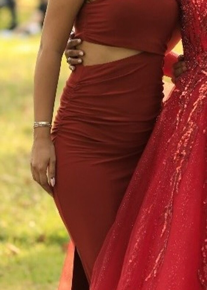 KİREMİT RENGİ ABİYE ELBİSE - Görsel 2