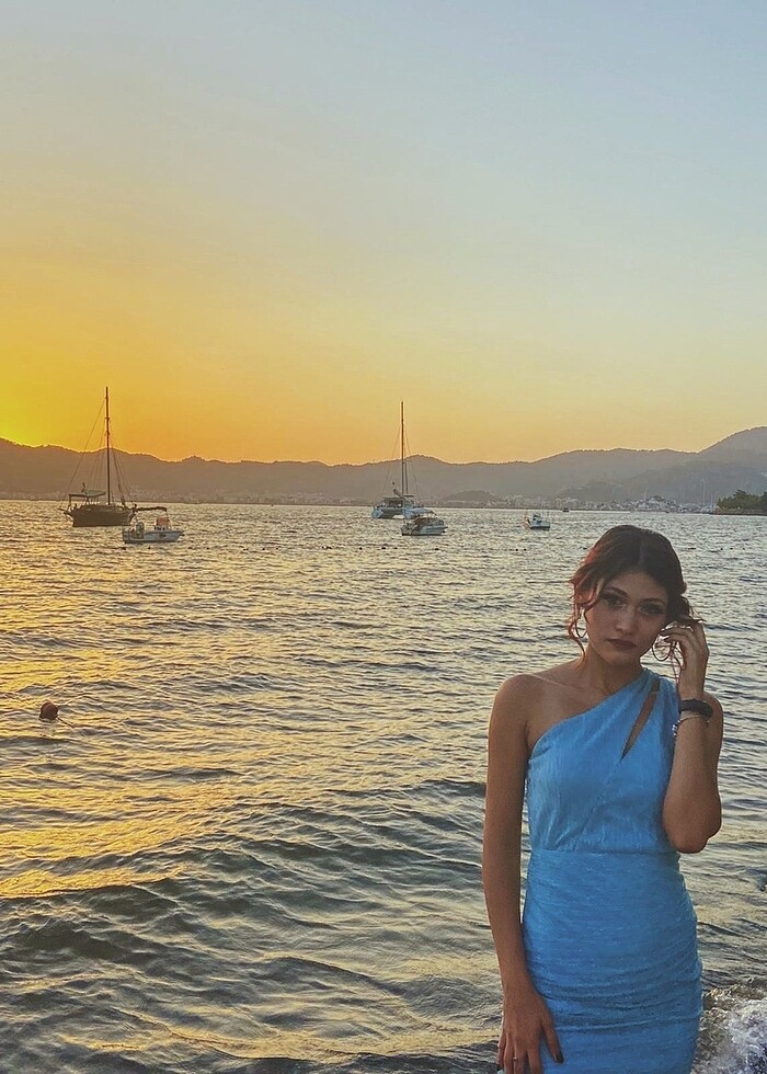 Mavi Simli Elbise - Görsel 2