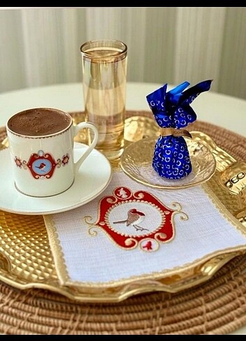 Beden #pipstudio kare #kuşlu #kahve #sunum #peçete 2'li