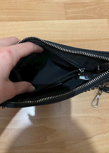 Zincir Detaylı Siyah Deri Kadın Çanta - Görsel 4