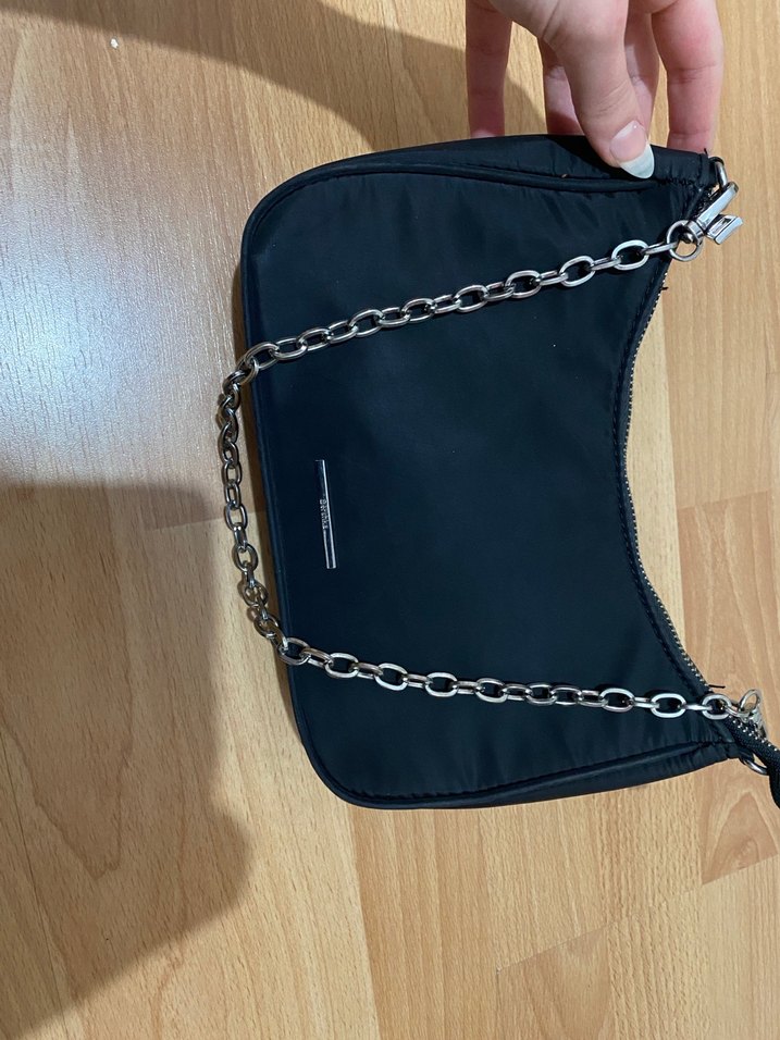 Zincir Detaylı Siyah Deri Kadın Çanta - Görsel 2