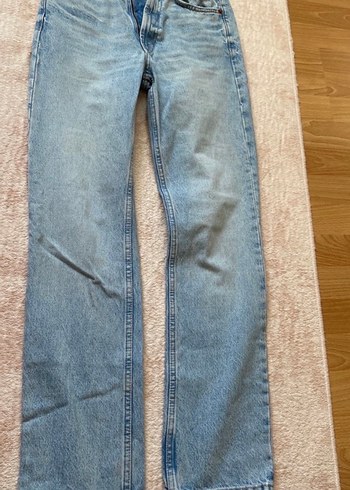 Düğmeli Kadın Mavi Denim Pantolon - Görsel 3