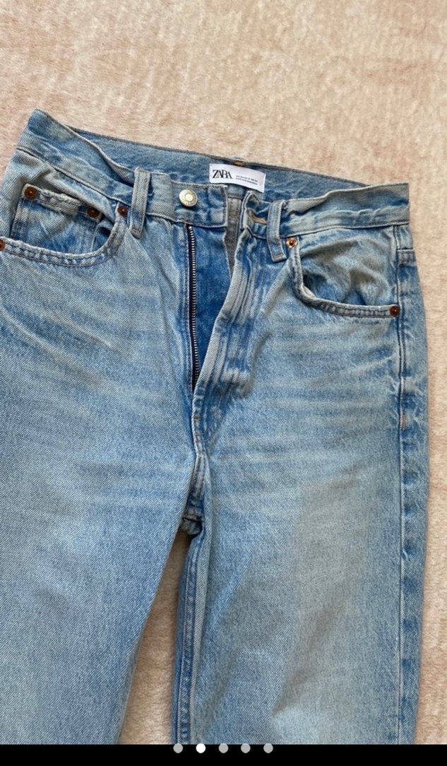 Düğmeli Kadın Mavi Denim Pantolon - Görsel 2