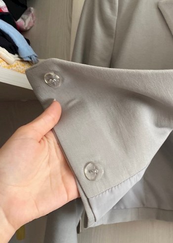 Gri Mini Kadın Blazer Ceket - Görsel 3