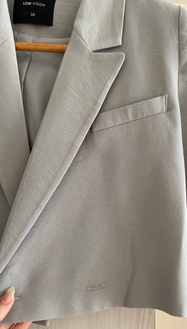 Gri Mini Kadın Blazer Ceket - Görsel 4