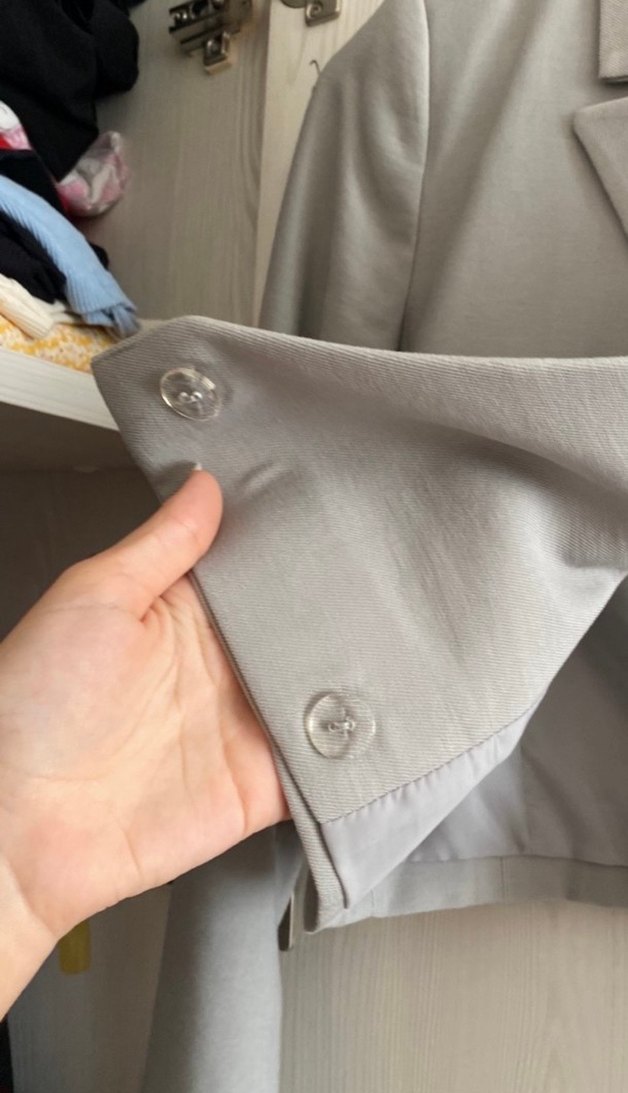 Gri Mini Kadın Blazer Ceket - Görsel 3