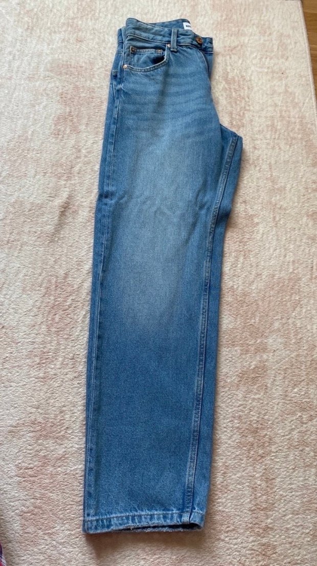 Bershka Düğmeli Mavi Kadın Jean - Görsel 5