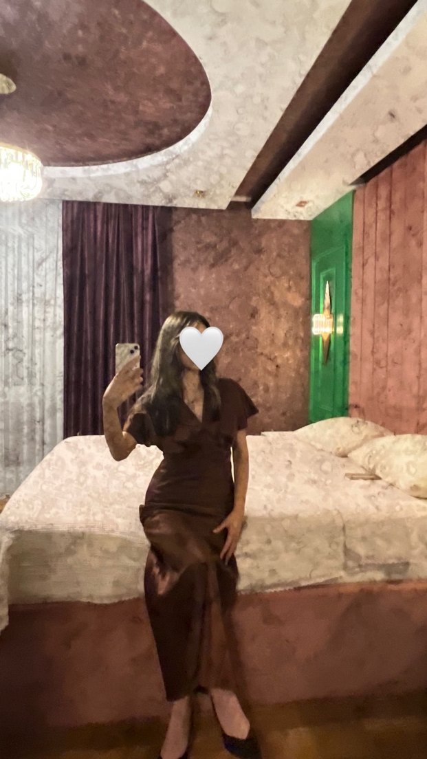 kahverengi saten elbise - Görsel 2