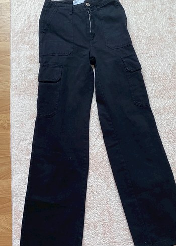 Düğmeli Siyah Rahat Kesim Kadın Kot Pantolon - Görsel 4