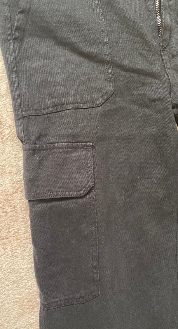 Düğmeli Siyah Rahat Kesim Kadın Kot Pantolon - Görsel 3