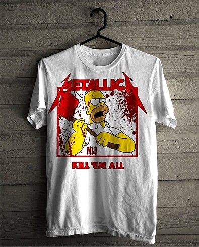 metalica simpsons baskılı t-shirt