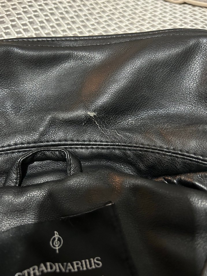 Kadın Siyah Deri Biker Ceket - Görsel 4