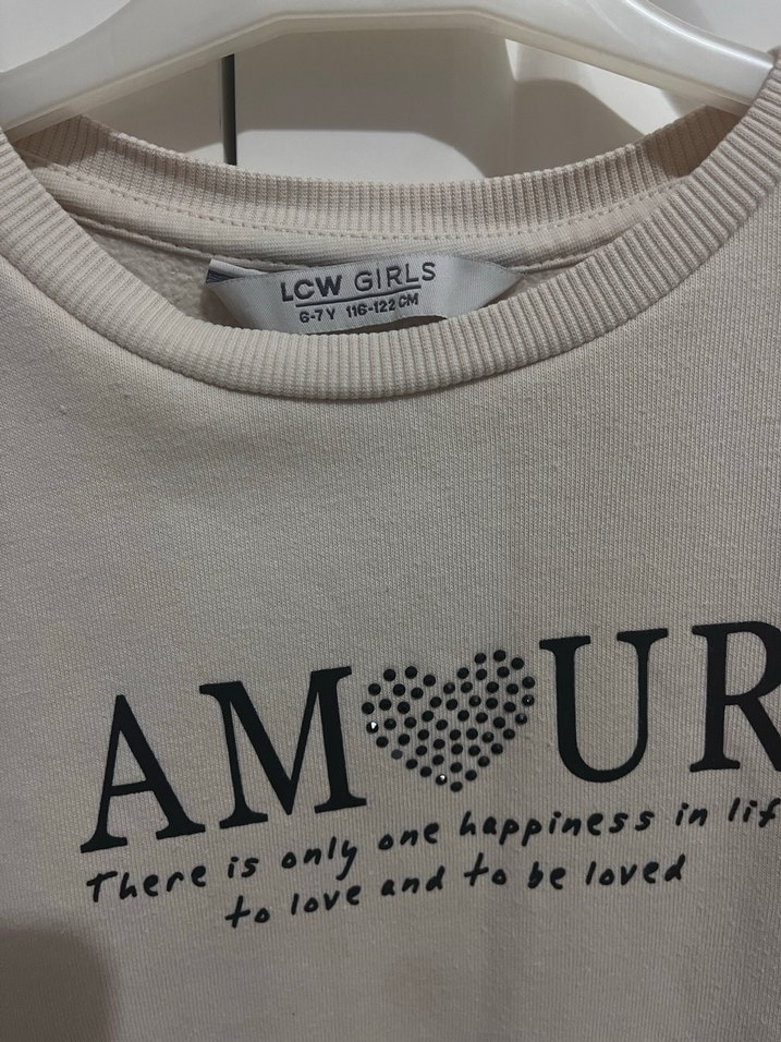 Kız Çocuk krem Pamuklu Uzun Kollu elbise - Görsel 3