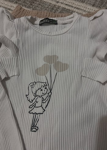 Bej Triko Bebek Kız Takımı, Uzun Kollu - Görsel 4