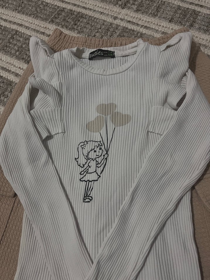 Bej Triko Bebek Kız Takımı, Uzun Kollu - Görsel 5