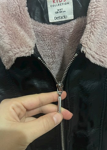 Kürk Detaylı Pembe Deri Biker Ceket - Görsel 2