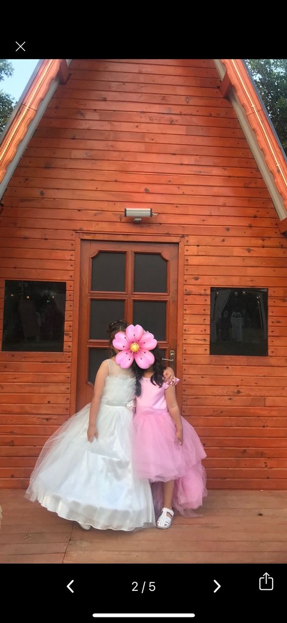 Pembe Kız Çocuk Kat Kat Tül Abiye Elbise - Görsel 4