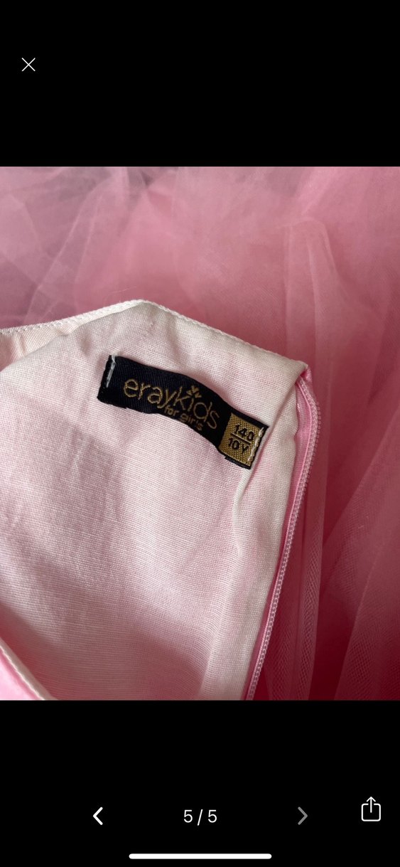 Pembe Kız Çocuk Kat Kat Tül Abiye Elbise - Görsel 3