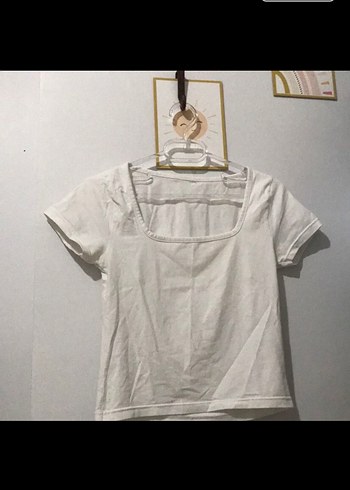 Kadın Beyaz Kısa Kollu Keten Tişört