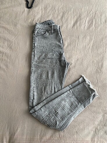 Gri skinny jean pantolon