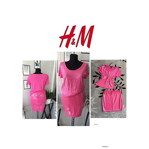H&M payetli bluz etek takım
