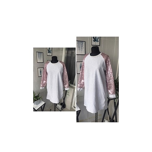 Kolları payetli sweet tunik elbise