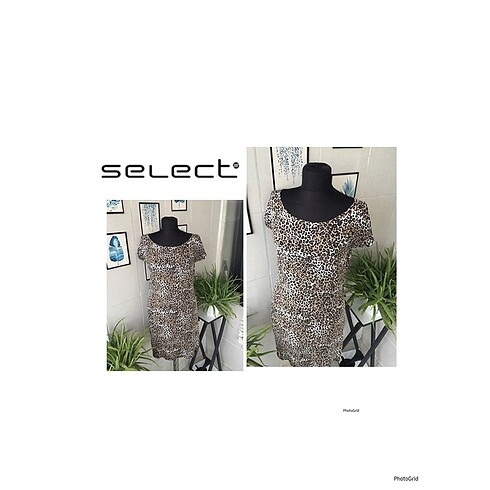 Select leopar penye elbise