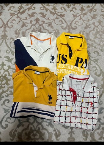 U.S. Polo Assn. Erkek Sarı Baskılı Polo Tişört
