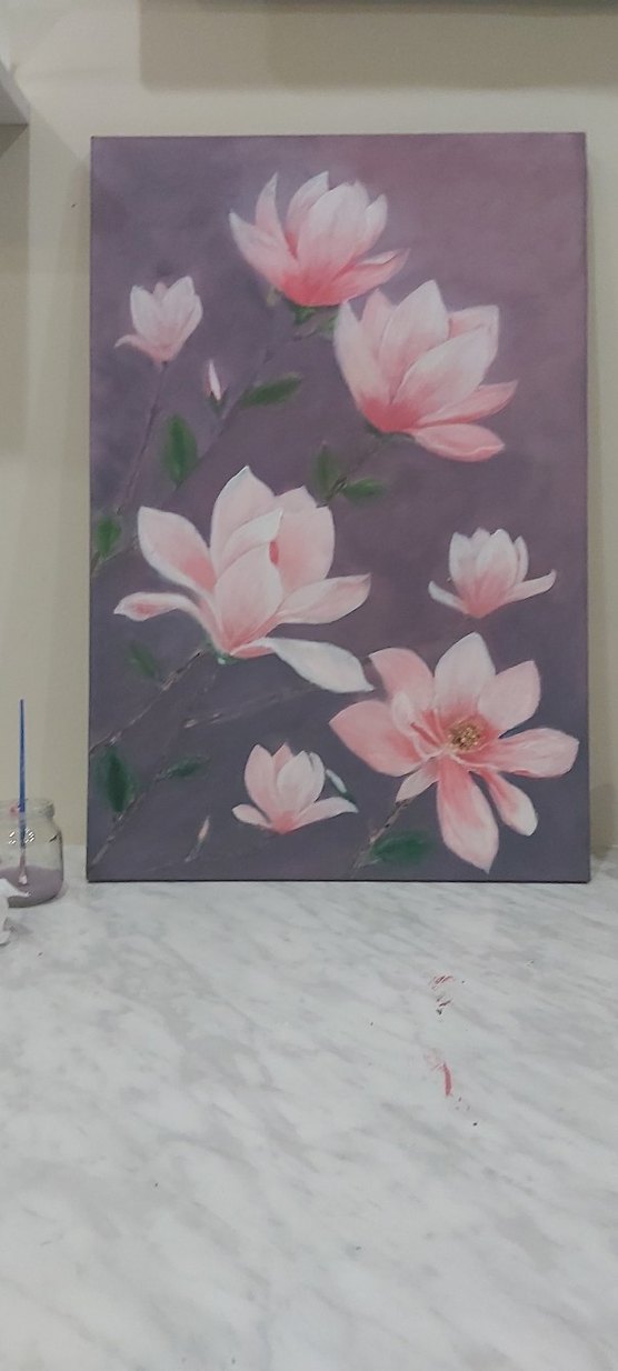 Pastel Pembe Çiçekli Tablo - Görsel 2