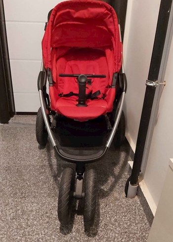 Koyu Kırmızı Bebek Arabası - Görsel 2