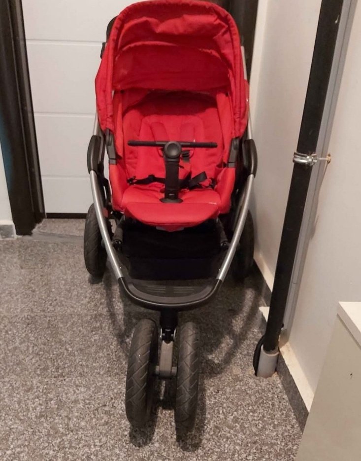 Koyu Kırmızı Bebek Arabası - Görsel 2