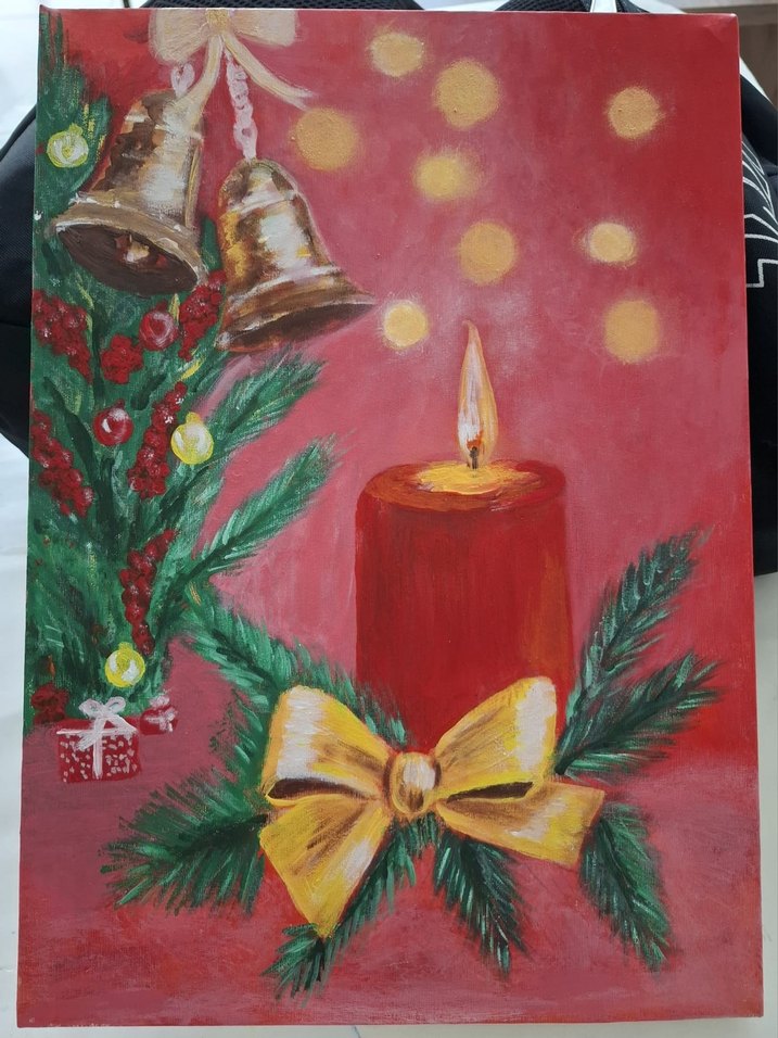 Kırmızı Mum ve Ahşap Mumluk - Görsel 3