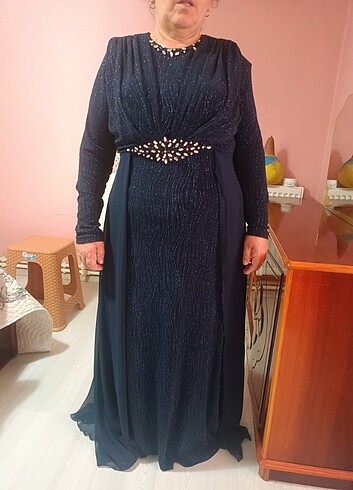 Lacivert simli tesettür abiye elbise 