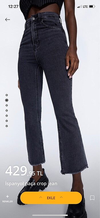 Stradivarius İspanyol paça crop jean