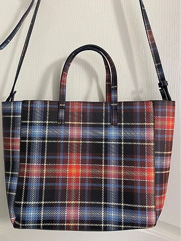 Bershka Bershka ekoseli tote çanta