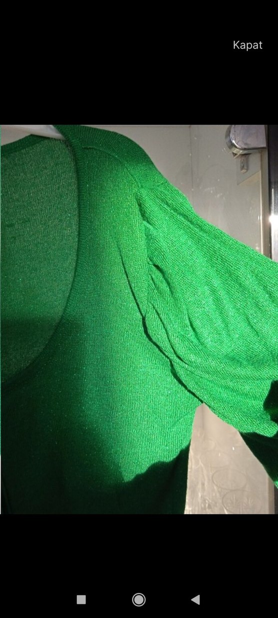 Düğmeli Yeşil Kadın Kısa Kollu Triko - Görsel 4