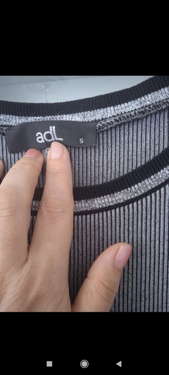 Gri Çizgili Kısa Kollu Midi Elbise - Görsel 4