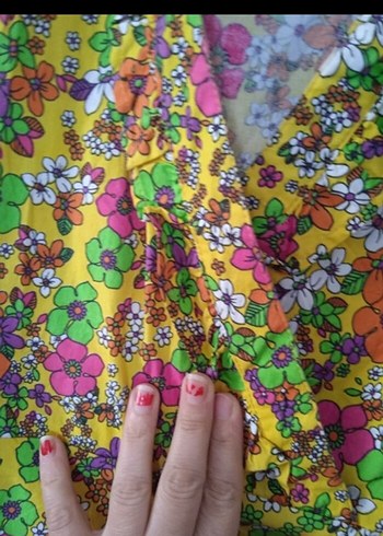 Çiçek Desenli Bohem Midi Elbise - Görsel 5