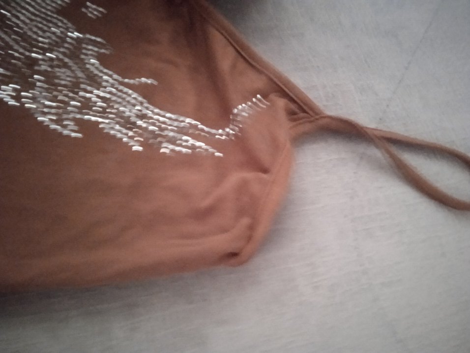 Bej Süet İşlemeli Parlak Kadın Atlet - Görsel 2